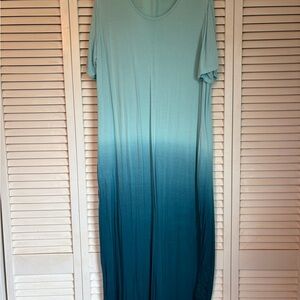 Lane Bryant Ombre Aqua Blue Maxi Dress